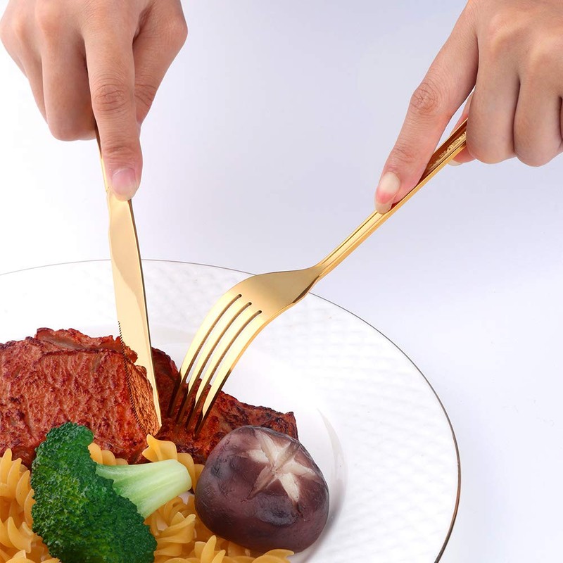 TEAHAHA 8 Piece Dinner Fork Set, Stainless Steel Fork Set，