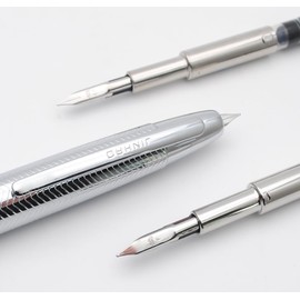 JINHAO 10 Press Fountain Pen Retractable Metal Pen with Ink Converter (Extra Fine Nib, Silver Ripple)