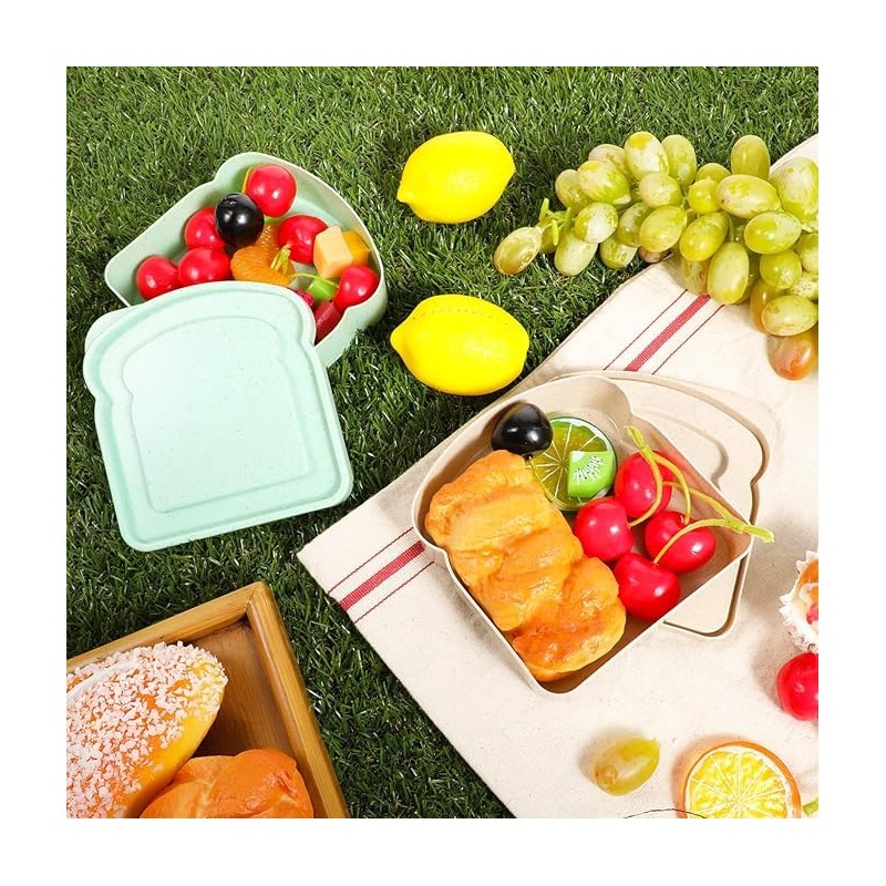 Toast-Shaped Sandwich Container, 2 Piece Plastic Storage Box for Lunch,
