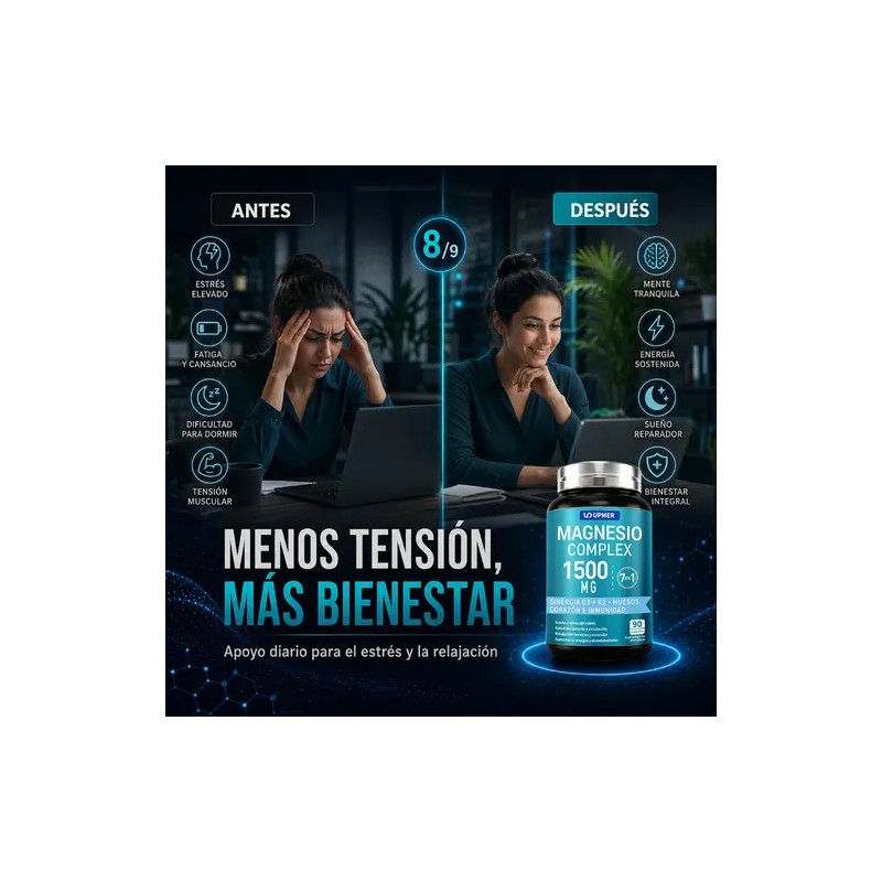 Magnesio 1500mg Complejo Tipos Cápsulas Sueño Estrés
