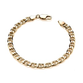 Old English Jewellers 9ct Yellow Gold on Silver Men's ANCHOR Curb Bracelet - 8.75 inch