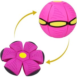 WACURRENTHYD New UFO Pet Flying Saucer Ball, Portable Flying Toys Creative Fly Saucer Stomp Magic Balls, Magic Frisbee Dog Toy Ball, Fun Puppy Interactive Flying Flat Throw Disc Balls Toy (Pink)