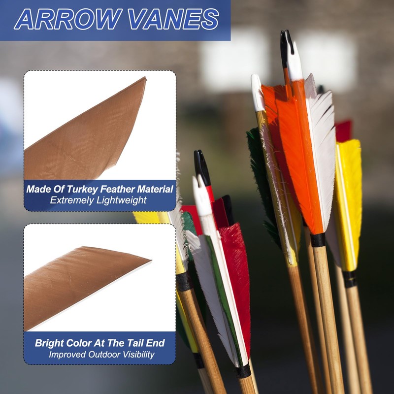 PATIKIL Arrows Vanes, 50 Pack 11 Inch Turkey Feather Arrow