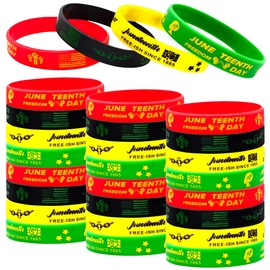 24 Packs Juneteenth Rubber Bracelets,Happy Juneteenth Party Supplies, Holiday Party Supplies Party Gifts,Juneteenth Party Favors Party Goodie Bag Fillers Stuffers