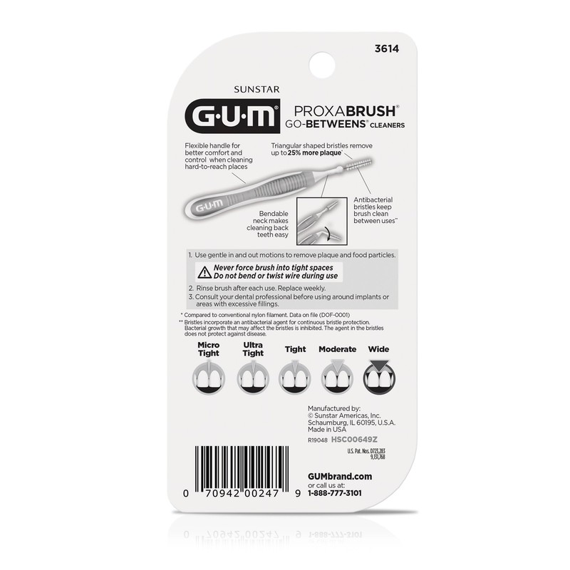 GUM Proxabrush Go-Betweens - Wide - Interdental Brushes - Soft