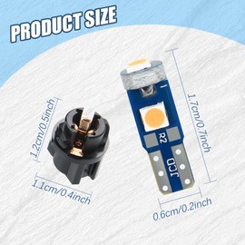 Lecctso Dash Light Bulbs, T5 37 74 PC74 PC37 LED Bulbs with Twist Lock Socket, 3030-3SMD Chips Super Bright Universal for Instrument Cluster Dashboard Panel Gauge Indicator (Warm white, 10pcs)