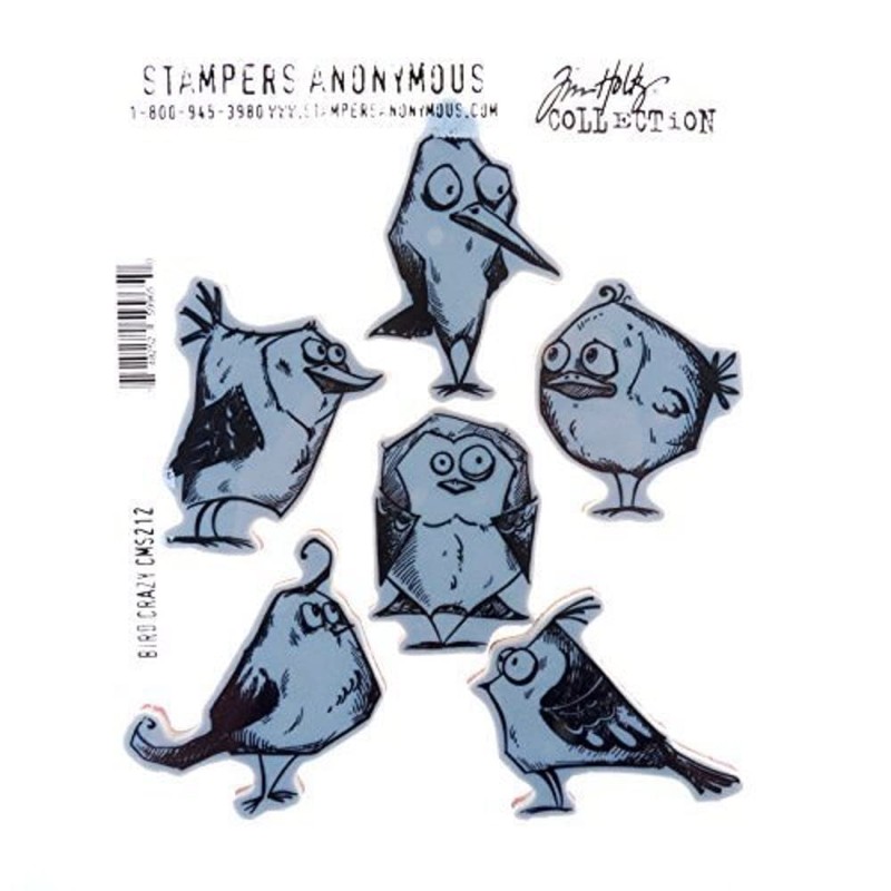 Stampers Anonymous CMS-212 Crazy Bird Mounted Stamp, Red, Gray, 7