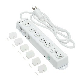 Tripp Lite Eaton Medical Hospital Power Strip with 2 USB Charging Ports, 6 Outlets + 6ft Cord, UL 1363 Certified Power Strip, Wall & Under-Desk Mount, Lifetime Manufacturer's Warranty (PS-606-HGUSB)