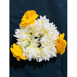 Women Charming Mogra Fragrance Artificial Gajra – Traditional White Jasmine Hair Accessory for Weddings, Festivities & Daily Wear – Long-Lasting Floral Scent, Natural-Looking Design (Yellow &White)