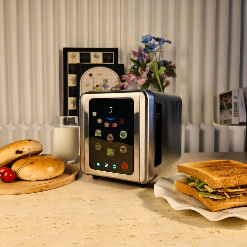 WHALL Full Touch Screen Toaster 2 Slice, 1.5'' Wide Slot