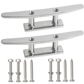 VEITHI 6 inch Boat Cleat Flat Top 2 Pack, 316 Stainless Steel Boat Dock Cleats,Rope Cleat,Dock Cleats with Screws for Marine or Nautical Decor and Dock Cleat Decorative.