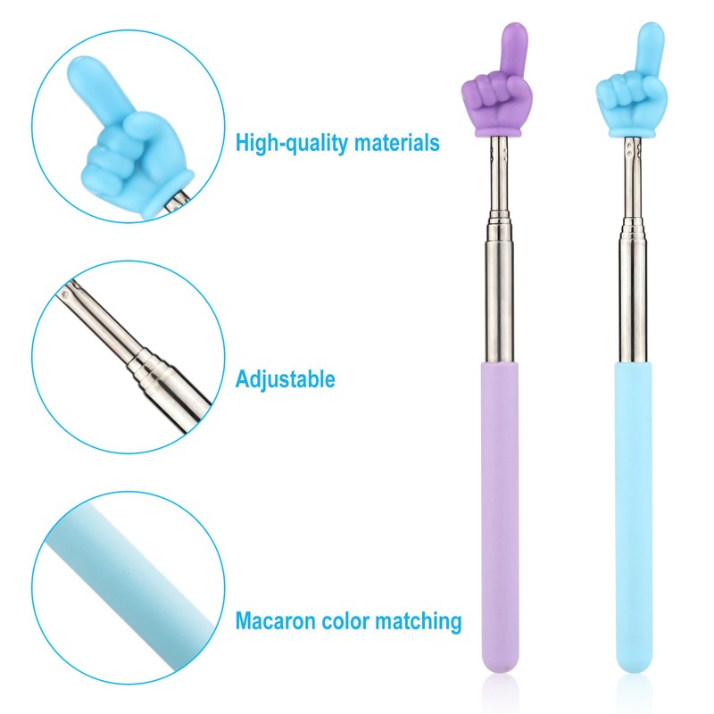 2pcs Retractable Teachers Pointer Sticks, Telescopic Finger Teachers Pointer for