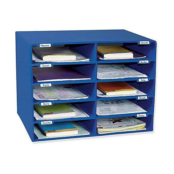 Classroom Keepers Mailbox, 10-Slot, Blue, 16-5/8"H x 21"W x 12-7/8"D