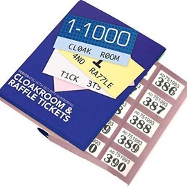 Raffle Cloakroom Tickets Numbered 1-1000 Assorted Colours Perforations Easy Tear (Purple)