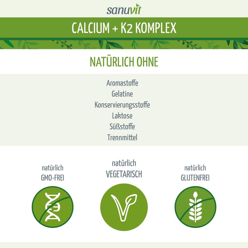 Sanuvit Calcium + K2 Complex 90 Capsules - Pure Product