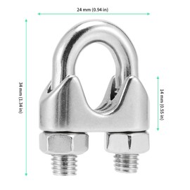 FUNSUEI 20 PCS 5/16 Inch M8 Wire Rope Cable Clip Clamp, U Bolt Saddle Fastener, 304 Stainless Steel Wire Rope Clamp, Heavy Duty Metal Wire Rope Clip for Rigging, Fixed Load