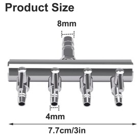 Air Distributor Stainless Steel Adjustable Aquarium Air Valves Air Pump Distributor Aquarium Air Flow Regulator Check Valve Input 8 mm Outlet 4 mm Air Flow Divider for Aquariums Aquaculture (4 Way)