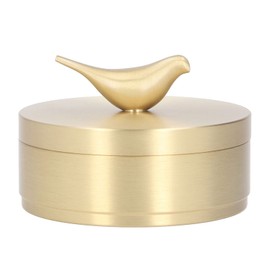 Gold Ashtray with Lid, 4 Slots Brass Decorative Windproof Ashtray for Home Patio Office Outdoors Indoor Party (L)