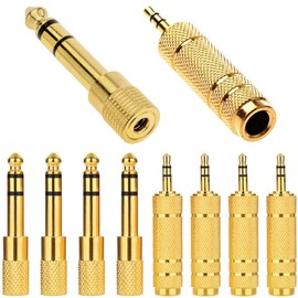 Xiatiaosann 3.5mm Male to 6.35mm Female Adapter & 3.5mm Female to 6.35mm Male Adapter, Gold-Plated 1/8 inch to 1/4 inch Jack for Aux Cable, Guitar Amplifier, Headphone (10 Pack)