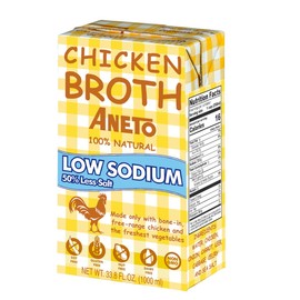 Aneto 100% Natural Low Sodium Chicken Broth | 34 Fl Oz - 1 Pack | Freshest Ingredients | No Concentrates or Powders |