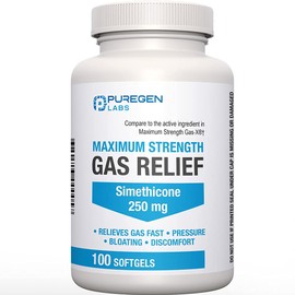 Maximum Strength Gas Relief Softgels with Simethicone 250 mg Relieve Pressure, Bloating and Painful Discomfort Compare to Gas-X and Phazyme -100 Count