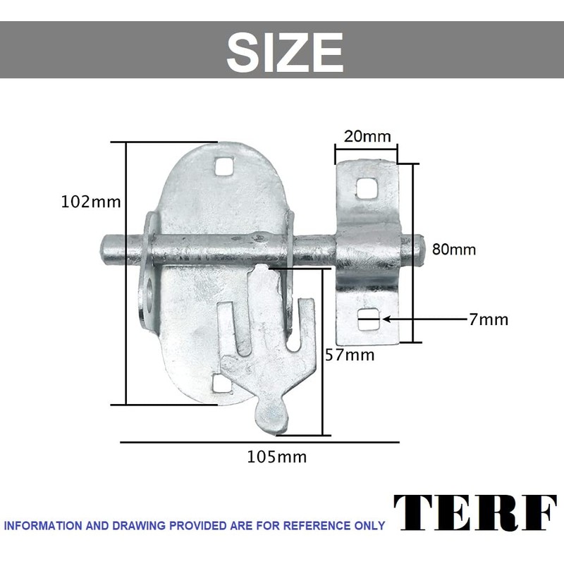 TERF® Heavy Duty Oval Padlock Sliding Bolt Galvanised 100mm (4