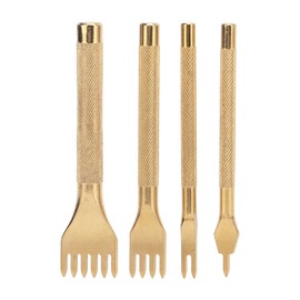4Pcs Leather Prong Punch Rhombus 4mm Stainless Steel Nonslip Handle High Sharpness Rhombus Leather Chisel for Leather