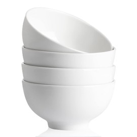 Sweejar 39 Ounce Porcelain Serving Bowls for Salad Pasta Side Dish, 7 inch Ceramic Bowl Set for Family Daily Use, Stackable Bowls for Kitchen, Set of 4(White)