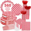 Greencian 560 Pcs Red Gingham Party Decorations,Serves 80