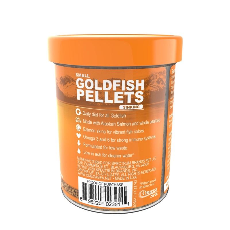 Omega One Goldfish Pellets, Sinking, 2mm Small Pellets, 4.2 oz
