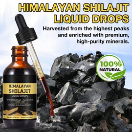 Shilajit Pure Himalayan Resin Drops - Organic Shilajit Resin Liquid Gold Supplement with 85+ Trace Minerals, Supports Energy, Immunity & Overall Wellness - for Men & Women - 2 Fl Oz