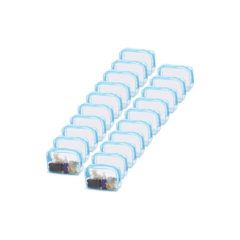 Bolsas de cosméticos transparentes azules (Paquete de 20) - Prácticas