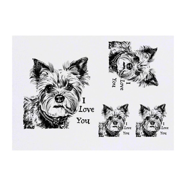 Azeeda 4 x 'Ich liebe dich mit Yorkshire Terrier' Temporäre