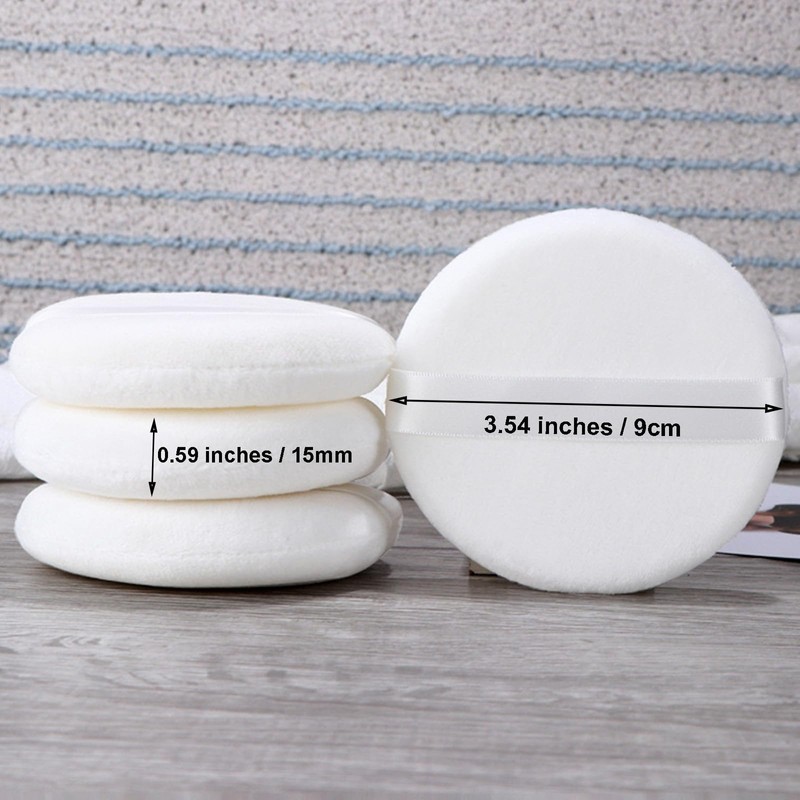 Qopoto Body Powder Puff and Container, Glass Box for Dust