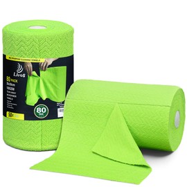 LIVOS Microfiber Cleaning Cloth Roll - 80 Pack, Reusable Paper Towels, Microfiber Towels for Cars, Super Absorbent Lint Free Cleaning Rags for House, Kitchen, Window-Wave Green, 11.5"x11.5"