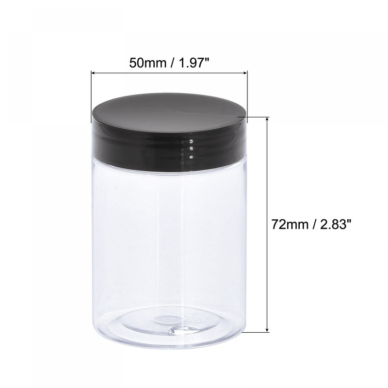 sourcing map Round Plastic Jars with Black Screw Top Lid,