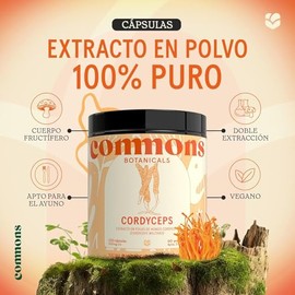 Hongo Cordyceps 120 Cápsulas - Máxima Pureza 100% Cuerpo Fructífero - Adaptógenos - Suplemento Natural Concentrado