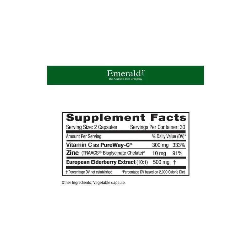 Emerald Labs Elderberry Plus 500mg Con Vitamina C Y Zinc