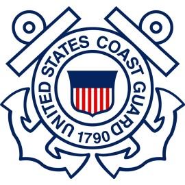 U. S. COAST GUARD 4" X 4" logo.   Self-Stick Vinyl.