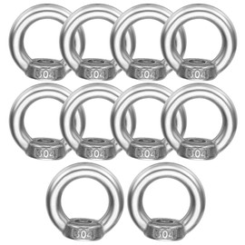 MECCANIXITY M8 Lamp Female Loop Holder, 10pcs 304 Stainless Steel Lifting Eye Nut Hook Ring Shape Support to Chandelier Lighting Fixtures, 80kg Load