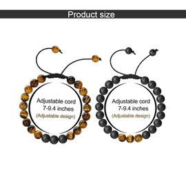 Pack of 2 Natural Stone Bracelet for Men Women 8 mm Chakra Bead Bracelet Healing Stones Bracelet Jewellery Mala Agate Yoga Elatics Bracelet Tiger's Eye Bracelet for Christmas Anniversary Birthday