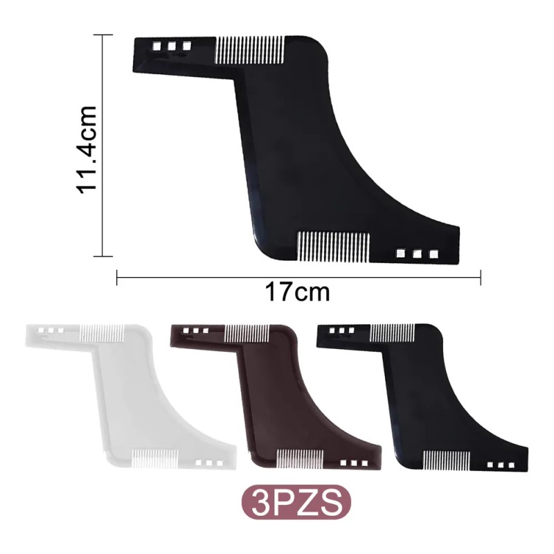 3 Pzs Plantilla Diseño Moldeado Barba Bigote Afeitado Barber