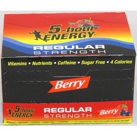 5-hour ENERGY 5 Hour Energy Berry Flavor 12 Count Box 1.93 ounce Shots Sugar Free Hr Five