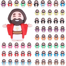 WWmily 50 Pcs Mini Jesus Figures Religious Little Jesus Figurine Cute Tiny Doll to Hide and Seek Church Favors for Sunday School Baptism Activities Party Supplies