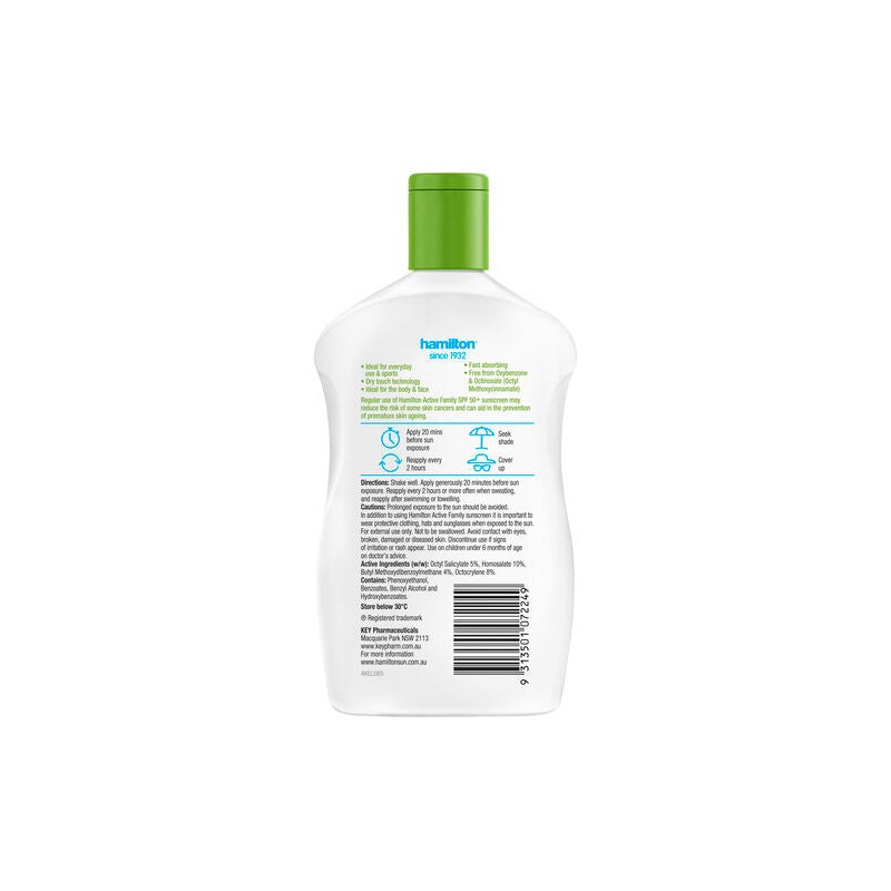 Hamilton Sun Active Family SPF50+ Lotion 250mL