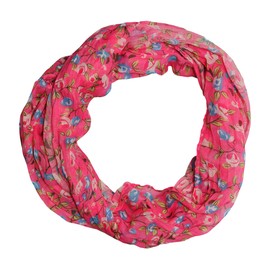 beybey® Women's Silk Loop Scarf with Floral Pattern - Beautiful and Fine - Silk Scarf - Loop Scarf Women - Tube Scarf Women, pink