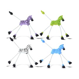 CoTa Global Zebra Refrigerator Springy Magnets Set of 4 - Assorted Color Cute Wild Life Animal Springy Magnets For Kitchen Fridge Door, Cool Zoo Animal Home and Office Novelty Decor Accessory - 4 Pack