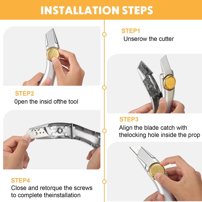 8 Pack Heavy Duty Fixed Roofing Knife with 20 Pcs