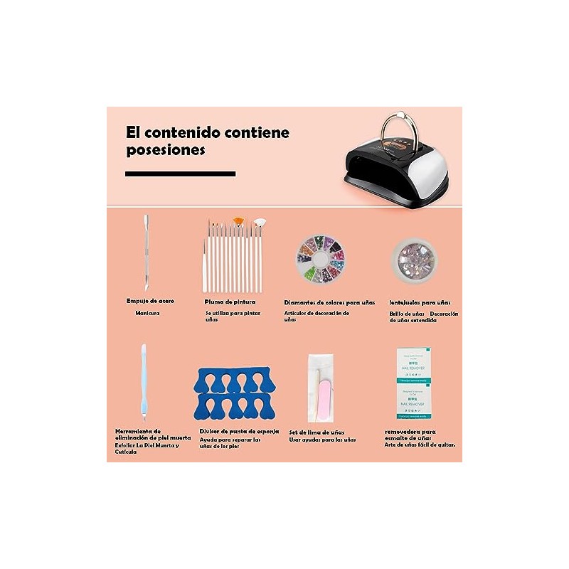 Kit de Uñas Lámpara De Uñas LED UV 256w Pinceles