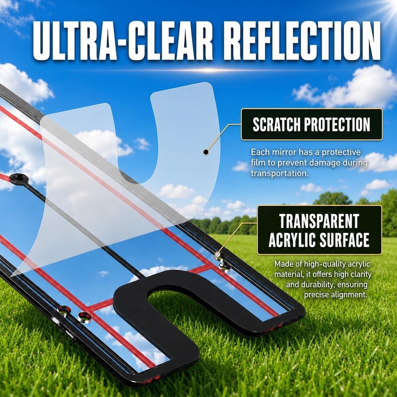 Golf Putting Mirror Training Aid, 12"x5.7" Putting Alignment Mirror
